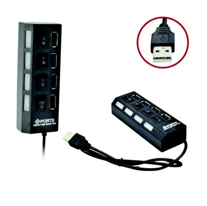 Hub Usb 2.0 Com 4 Portas Suporta 500gb -Knup- Hb-T63 - Branco