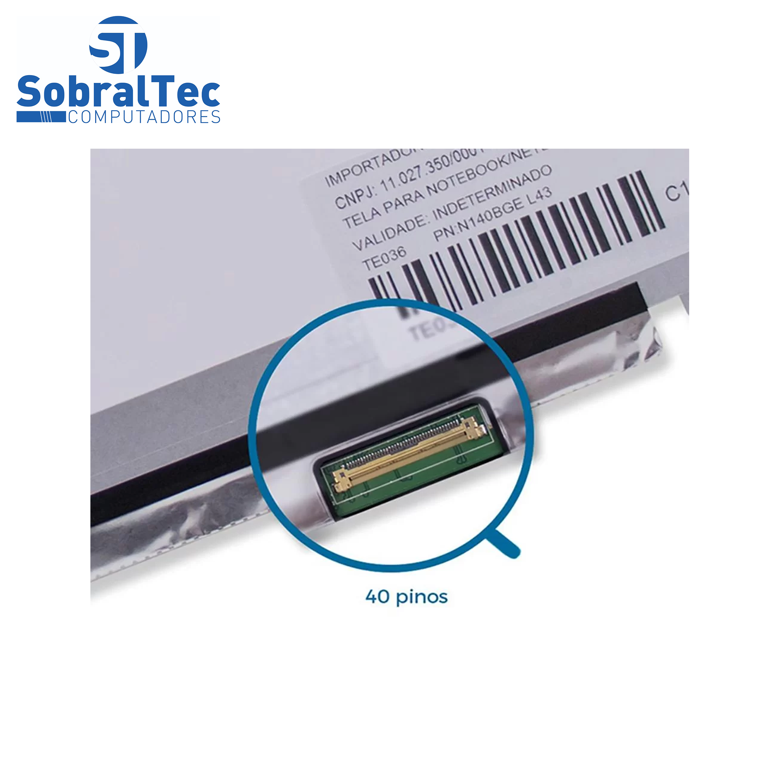 Tela de Notebook 14 Polegadas 40 Pinos Lcd Win Unso96 12V8qjv0858b1- Slim