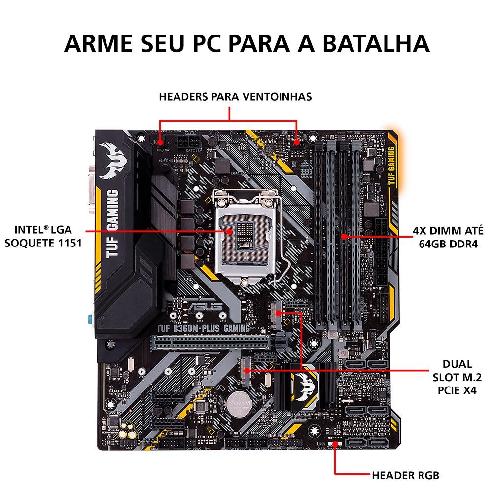 Placa Mãe Asus TUF B360M-Plus Gaming/BR, Intel LGA 1151, mATX, DDR4