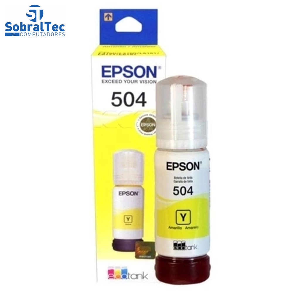 Refil de Tinta Epson Amarelo 504 Original T504 Para Ecotank L4150 / L4160 / L4260 / L6171 / L6161 / L6191