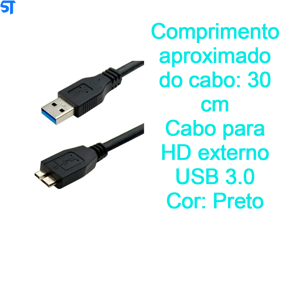 Cabo Usb-a X Micro Usb 3.0 Para Hd Externo 30cm