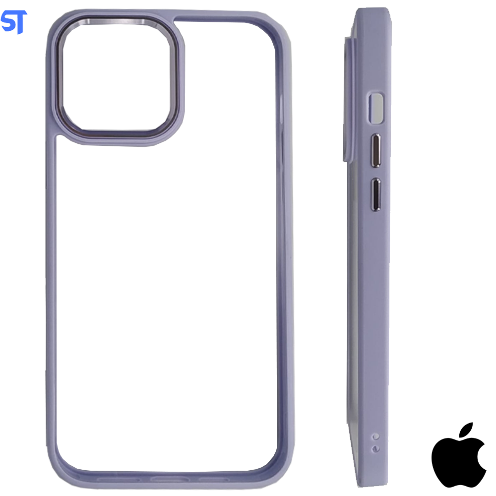 Capa Transparente Para iPhone 12 Com Frame de Metal Anti Impacto Ótimo Acabamento - Roxa