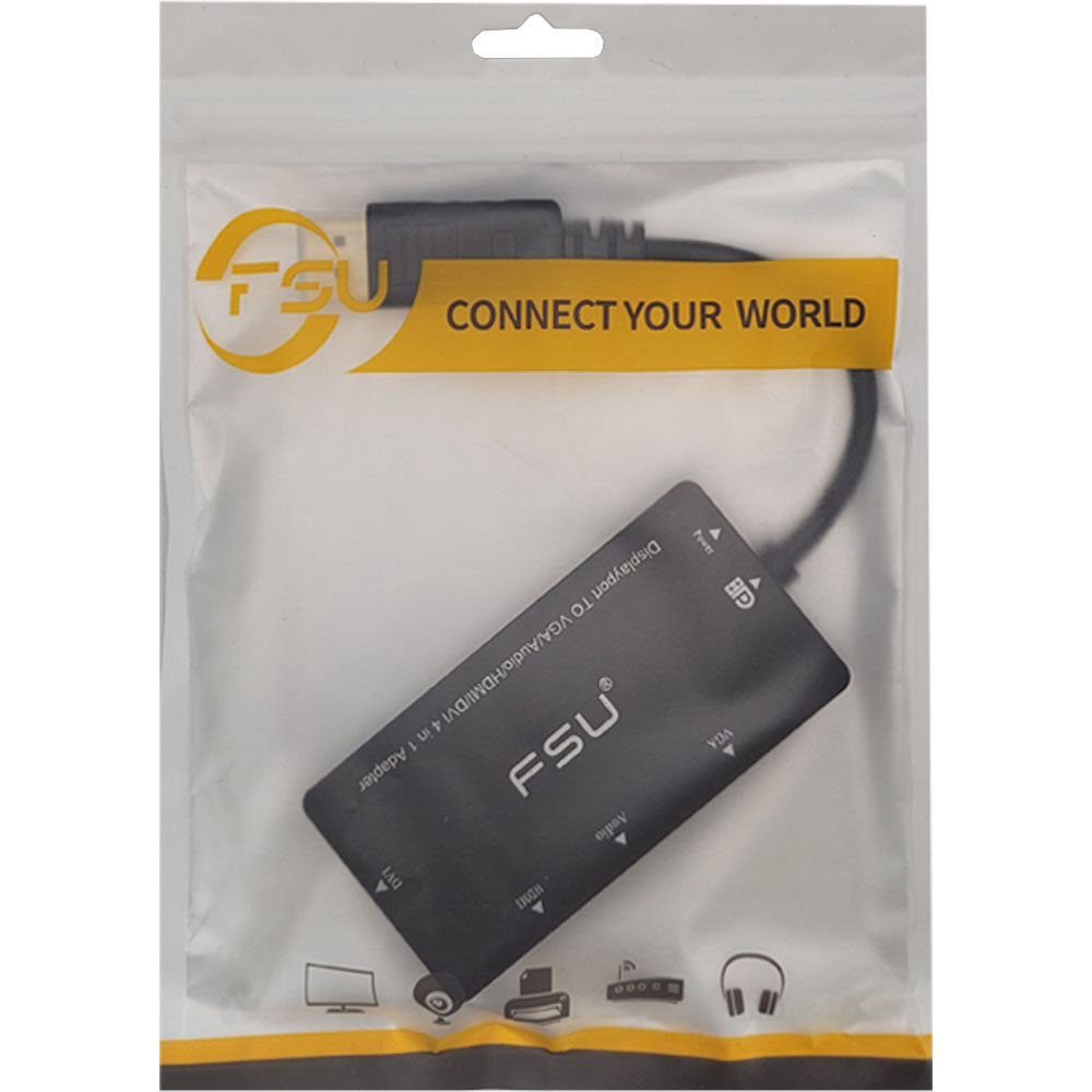 Conversor 4 em 1 Displayport Macho para Hdmi DVi Vga Cabo Fêmea - FSU