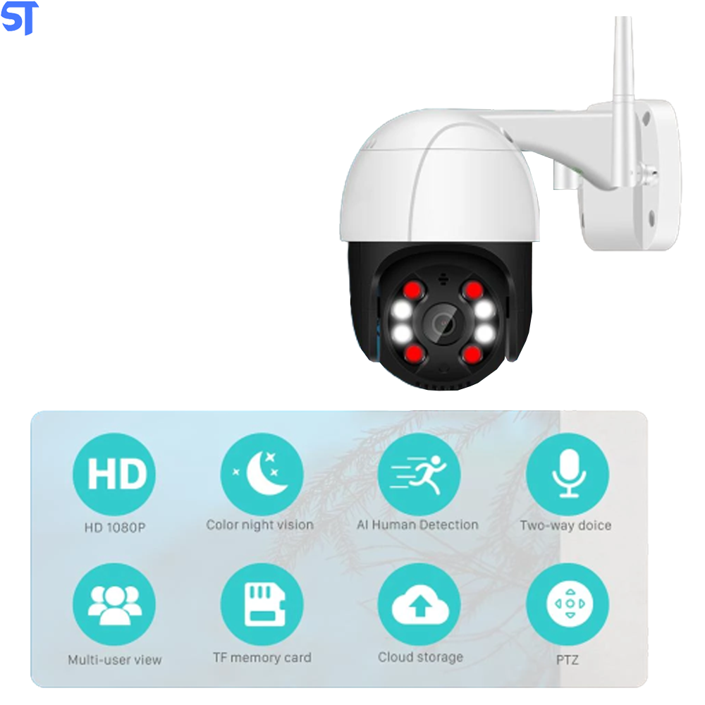 Câmera De Segurança IP Wi-Fi Externa Visão Noturna Detectora De Áudio Com Cartão Sd 32Gb - A8B