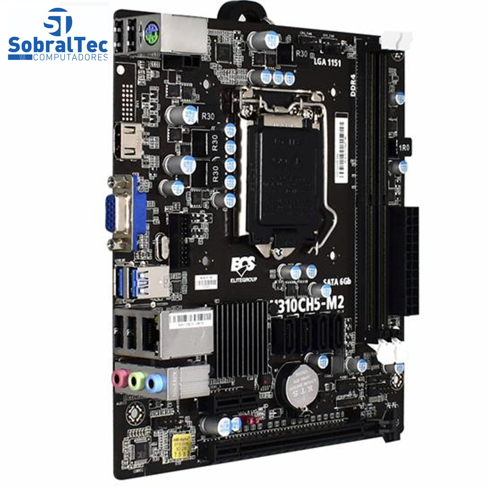 Placa Mãe 1151  DDR4 ECS H310Ch5 Vga Hdmi Usb3.1- Lan Som Micro-Atx Sata3