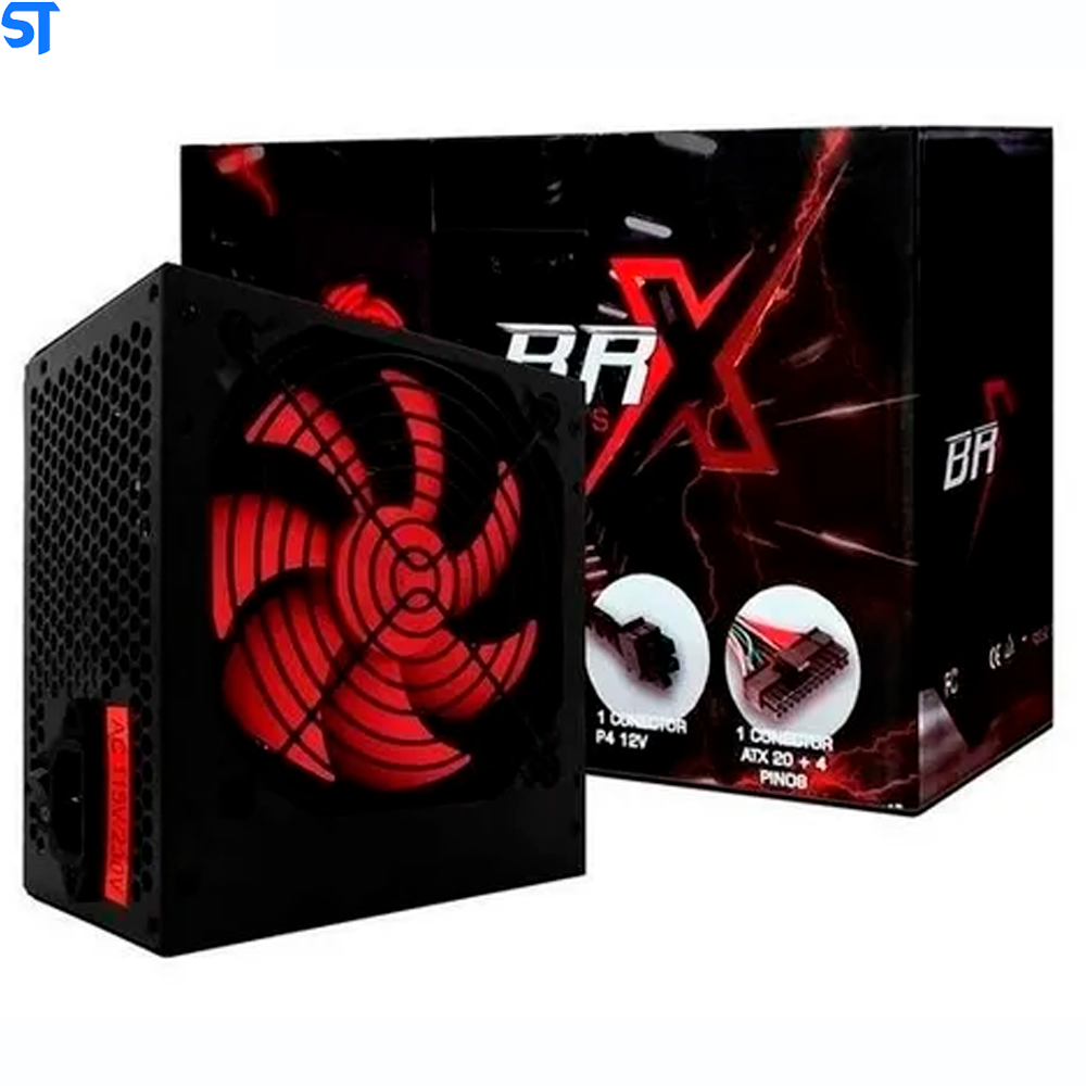 Fonte ATX 750W Automática BRX Cooler Vermelho