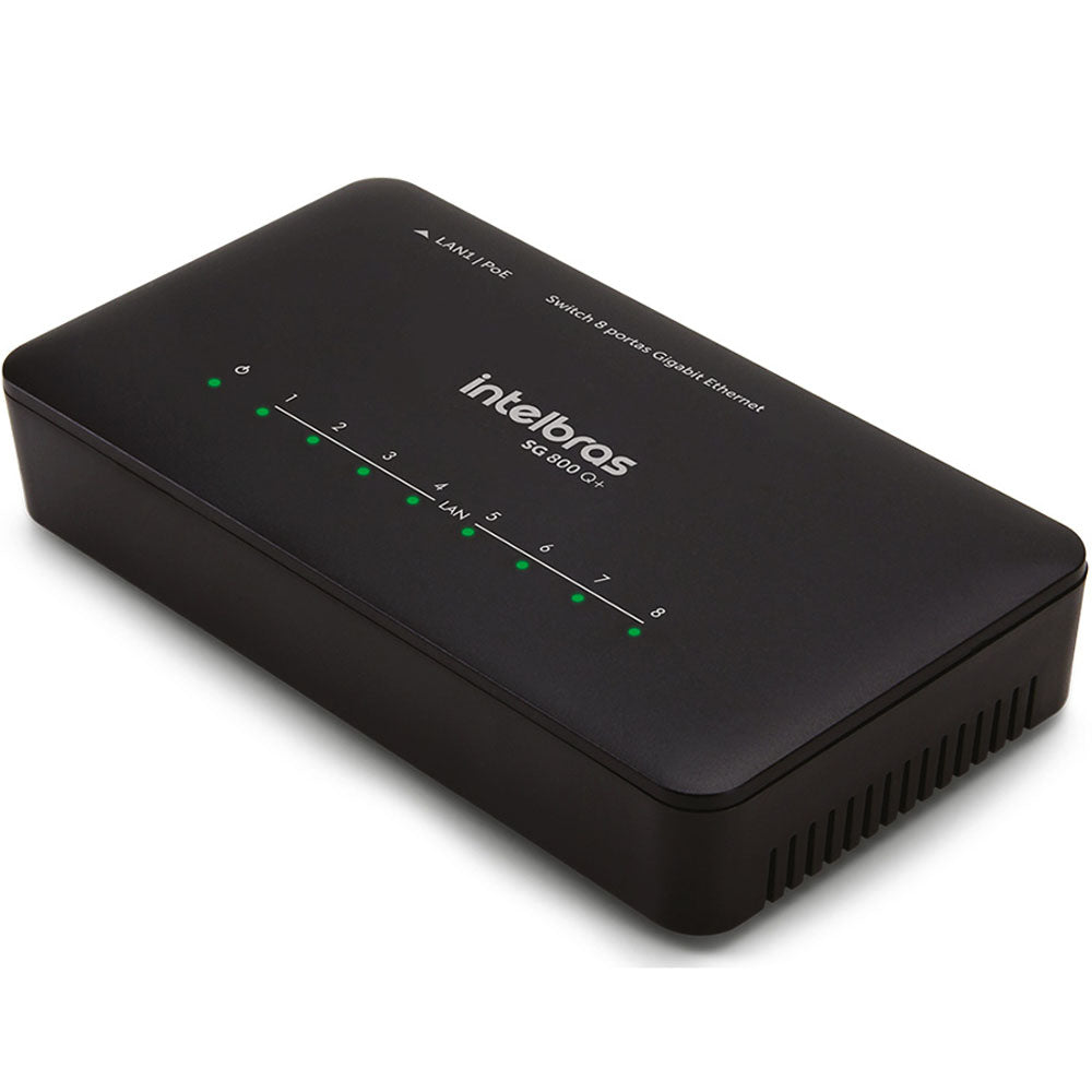 Switch Intelbras 8 Portas Gigabit Ethernet 10/100/1000 Com QoS Sg 800 Q+
