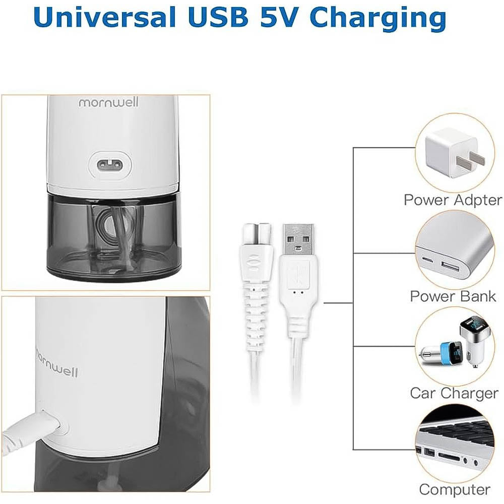 Irrigador Bucal Portátil Recarregável de 3 Modos Mornwell, 300ml e 4 Pontas de Jato Fluxo de Água Ultrafino 100/240v