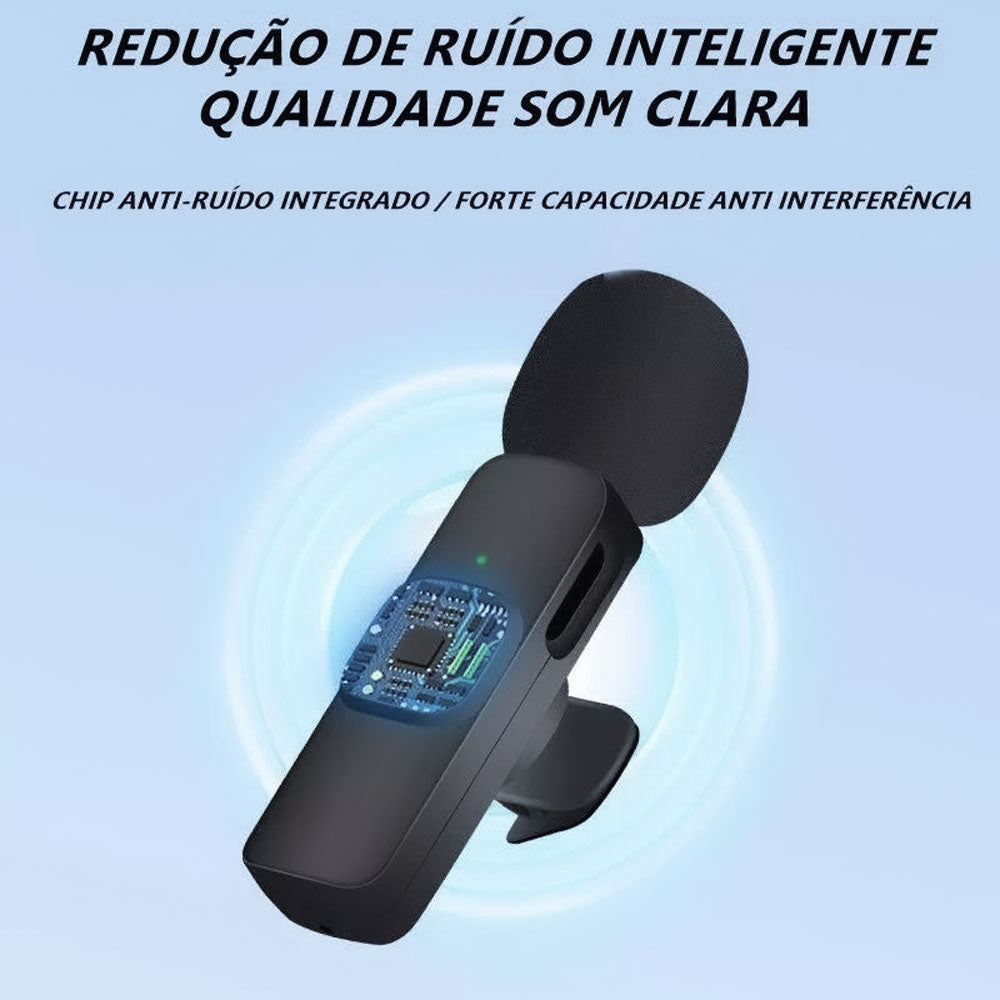 Microfone Condensador De Lapela Wireless / Sem Fio 2.4Ghz K9 Tipo C