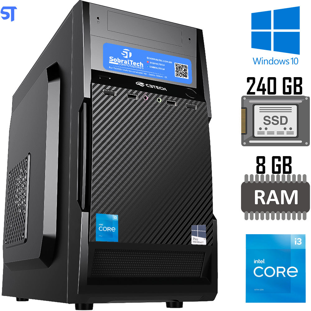 Computador Core i3-2100-HD SSD 240GB Kingston- Ram 8GB- Com Monitor 18.5 AOC  HDMI- Estabilizador Teclado Mouse e MouseP