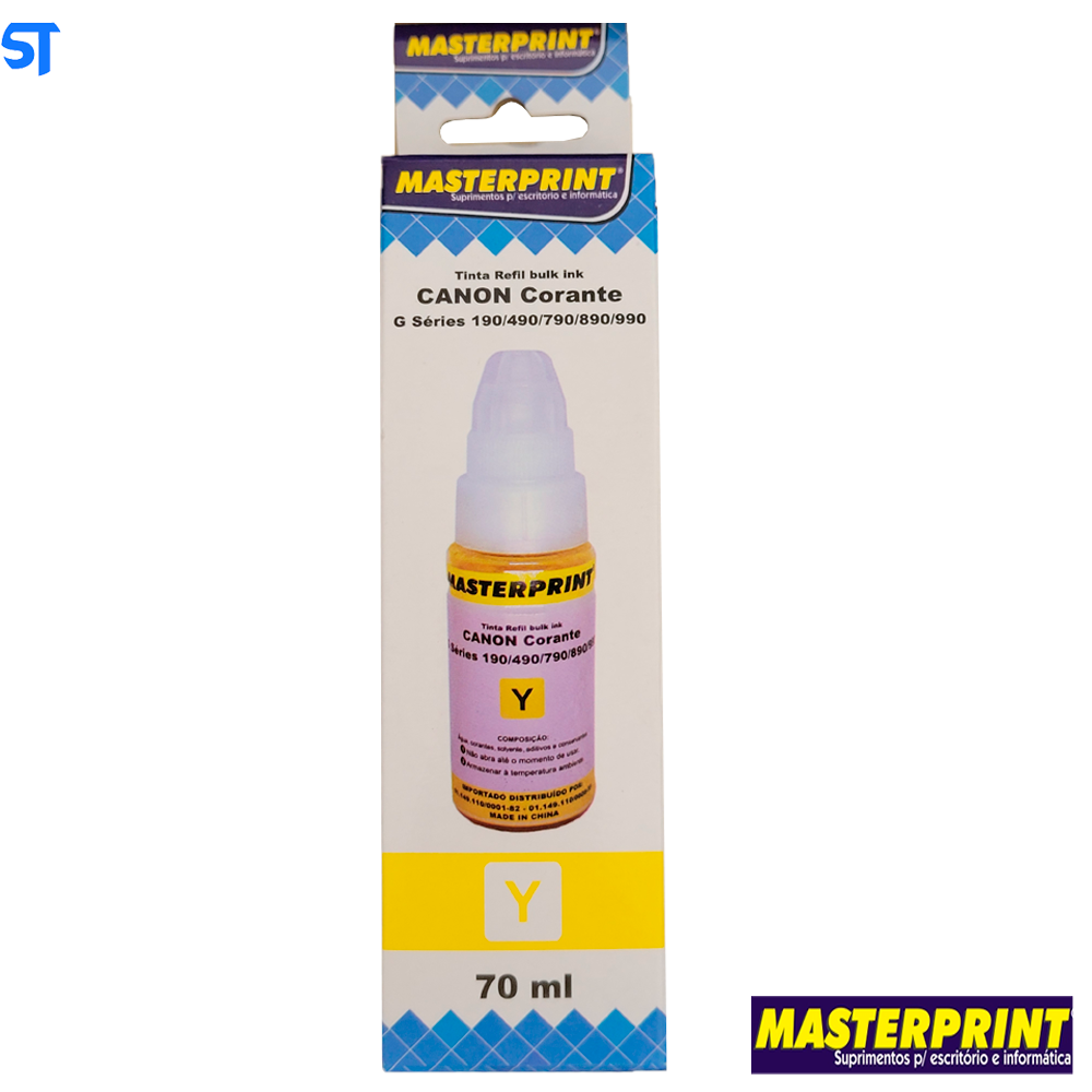 Refil de Tinta Compatível Canon Bulk Ink G Corante Amarelo Yelow Y 70ML MasterPrint