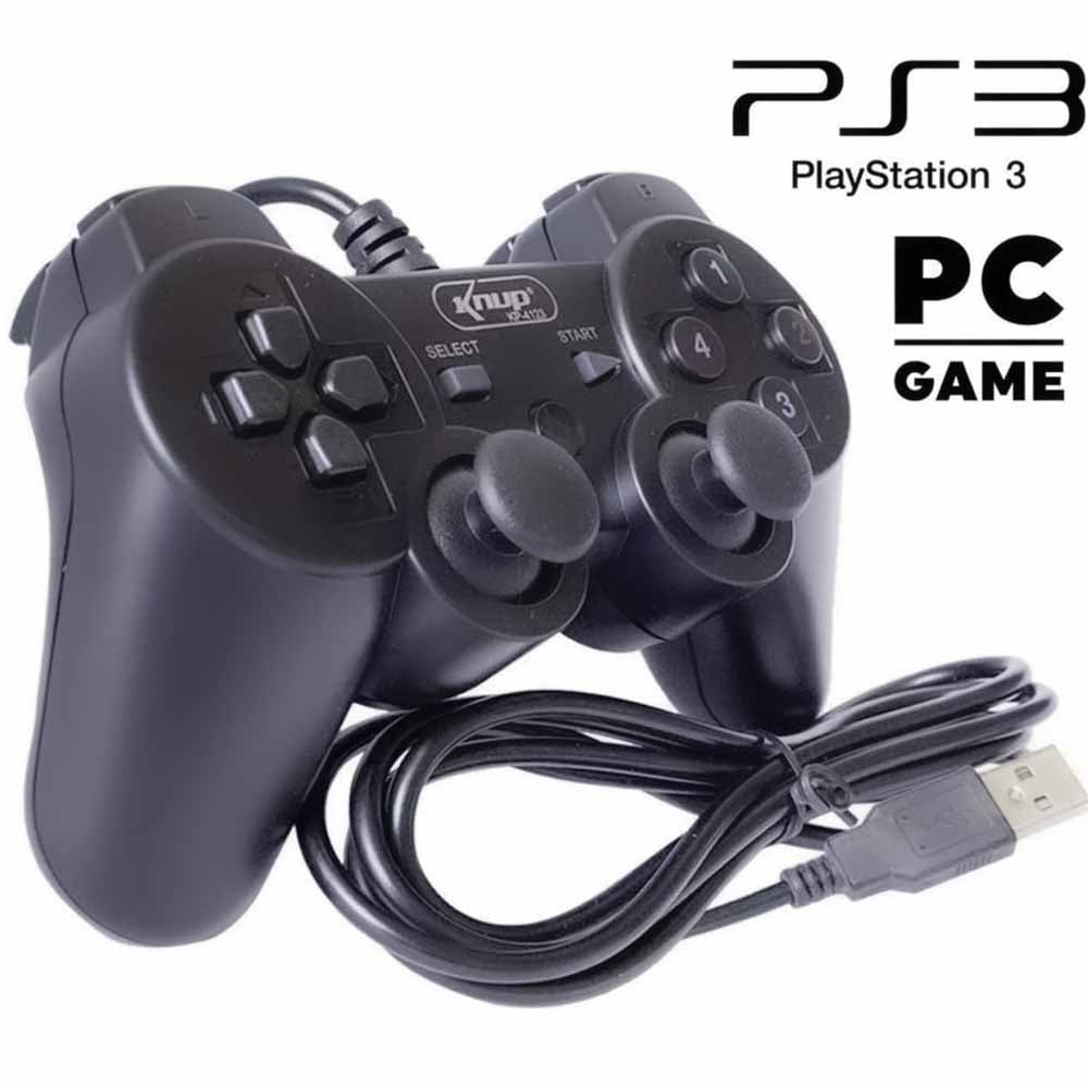 Controle Joystick Com Fio Para Ps3 e Computador Knup Kp4123 Preto