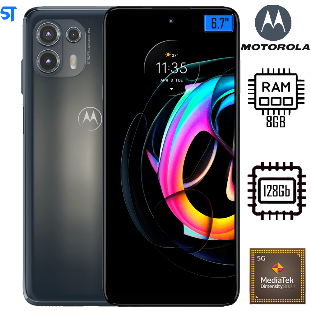 Smartphone Motorola Edge 20 Lite 128GB Grafite - 5G 6GB RAM Tela 6,7” Câm. Tripla + Selfie 32MP