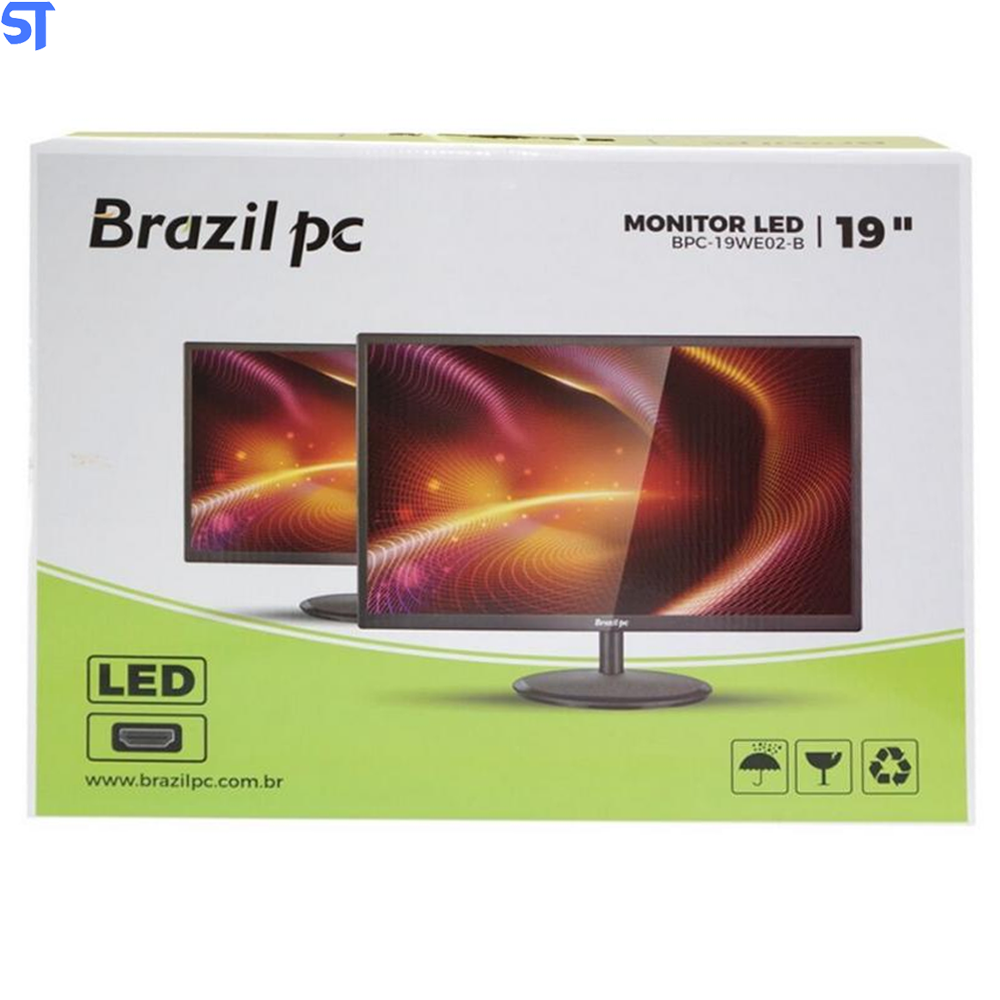 Monitor Brazil PC 19 HD LED, Widescreen, HDMI/VGA, Ajuste de Ângulo - BPC-19WE02-B