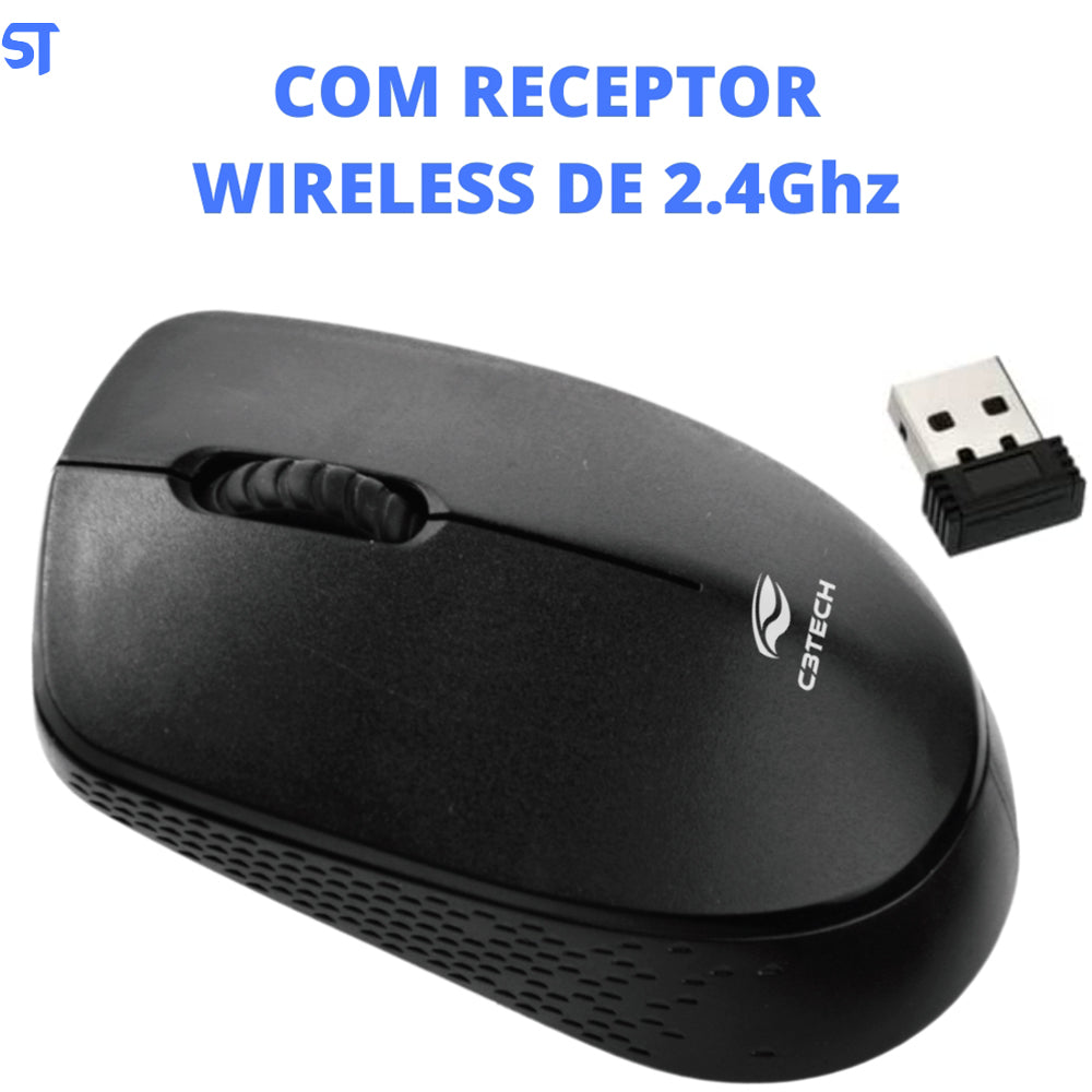 Mouse C3Tech M-W17BK Wireless 1000 DPI - Preto