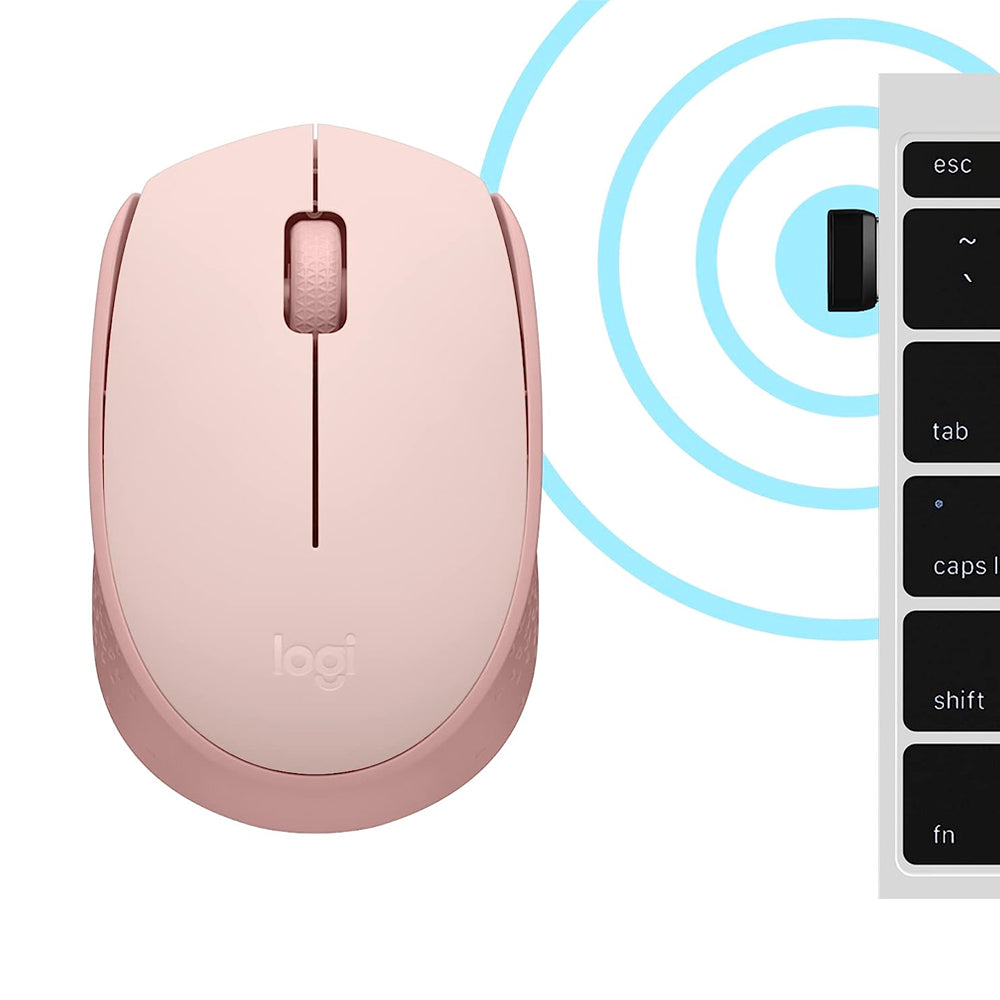 Mouse sem fio Logitech M170 com Design Ambidestro, Compacto Conexão USB - Rosa