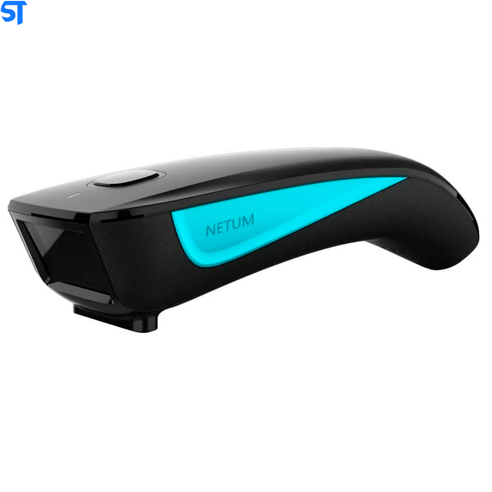 Leitor Código De Barras Bluetooth E USB NETUM C830 Preto Com Azul