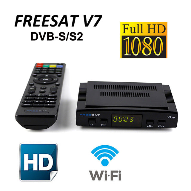 Receptor Digital Freesat V7 Hd Cs Com Antena Wi-fi Entrada Vhf - Uhf