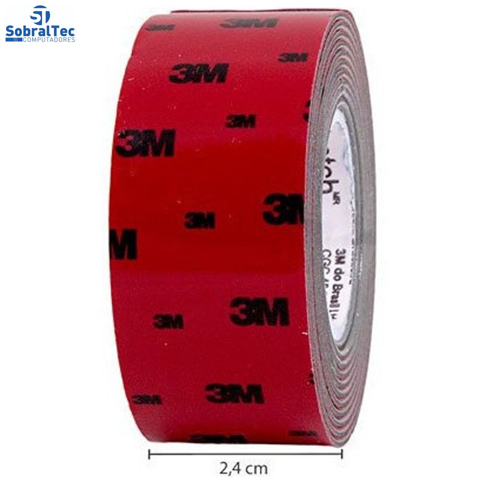Fita Dupla Face 3M Scotch Fixa Forte Espuma Uso Interno e Externo 24 mm x 1,5 m Preta