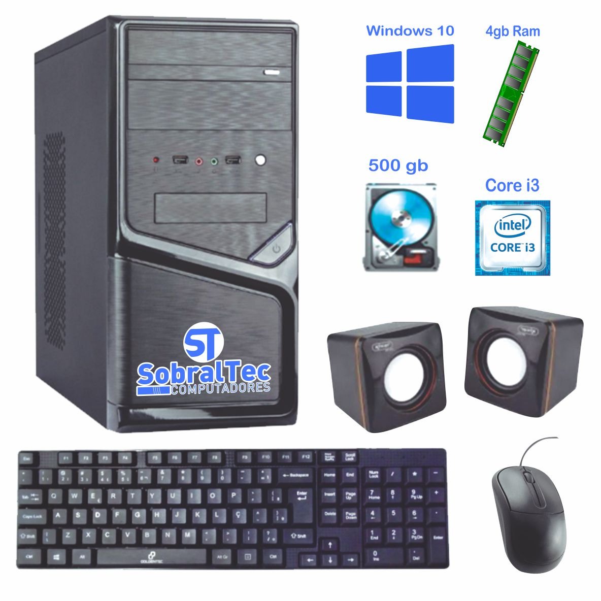 Computador Core i3 -Foxcon TG-H61-S -Memória Ram 4 GB -HD 500GB -Gab 5819C