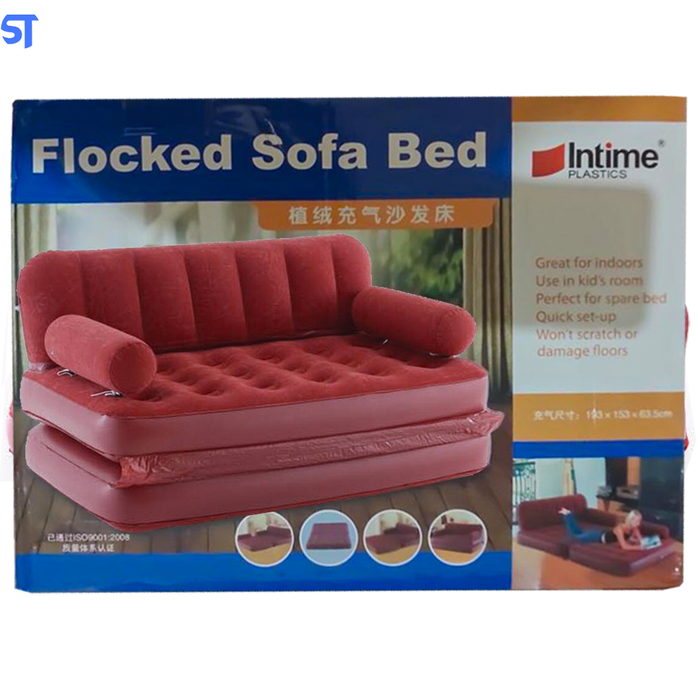 Sofá inflável 5 em 1, Cama de Casal, Dobrável BED Flcked Intime Plastics