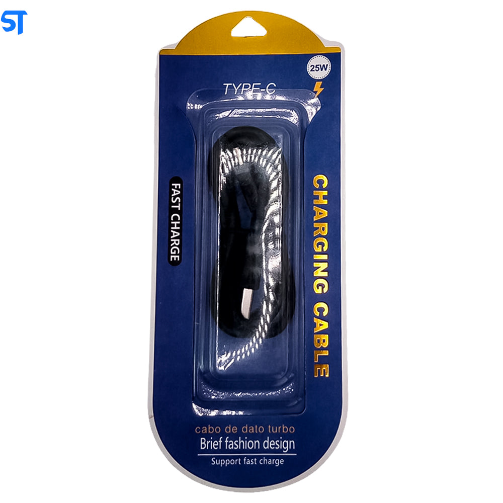 Cabo Motorola Carregamento Rápido Turbo USB á Tipo C 25W - Preto - Caixa Azul