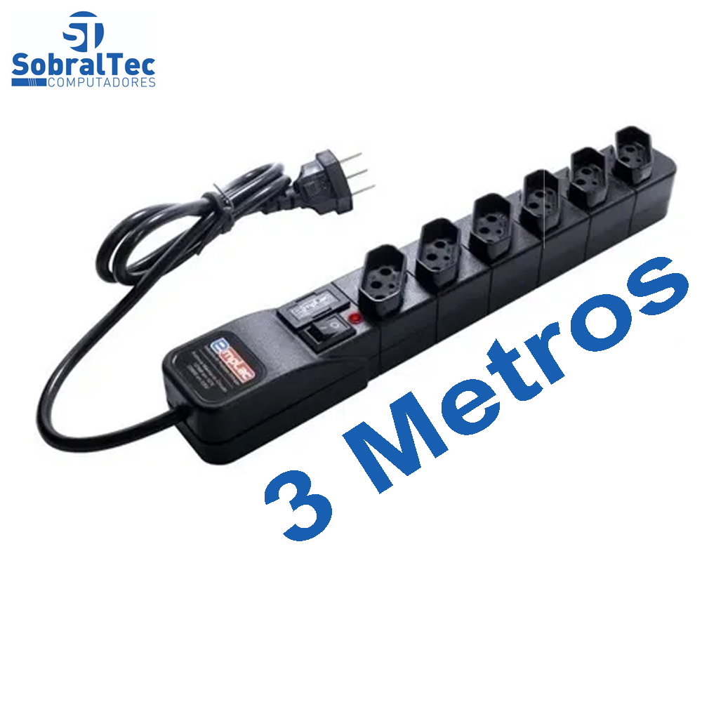 Protetor Eletrico Super Premium 6 Tomadas 3 Metros Emplac