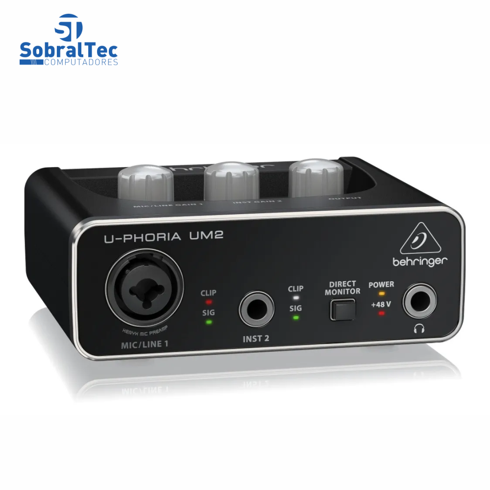 Interface De Áudio U-Phoria UM2 Behringer 2 Canais 16 bits/48 kHz