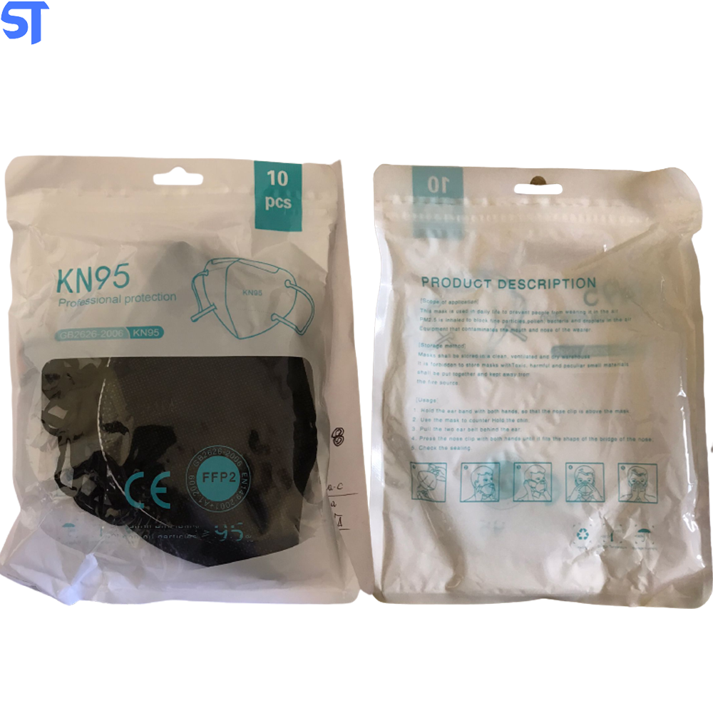 Pacote de Mascara Facial Preta 10 Unidades GB2626-2006/KN95