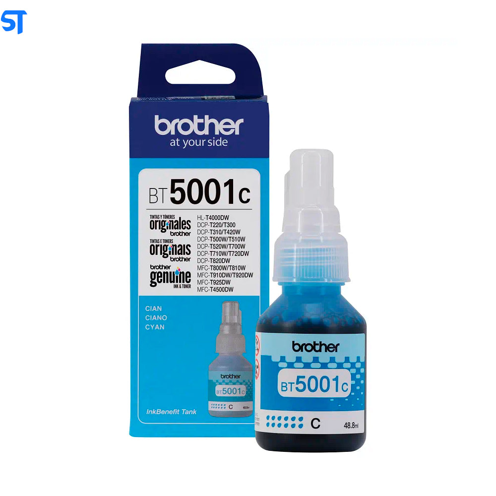 Garrafa de Tinta Brother BT5001C Ciano 5.000 Paginas para HL 74000DW DCP T220 T300 T310 T420W T500W T510W T520W T700W