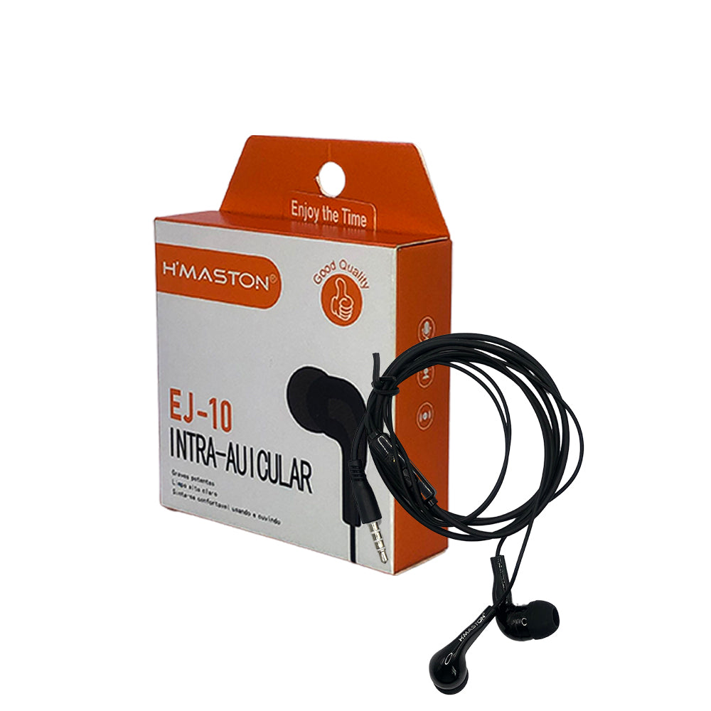 Fone de Ouvido Intra-Auricular Stereo com Microfone H'maston EJ-10 - Preto