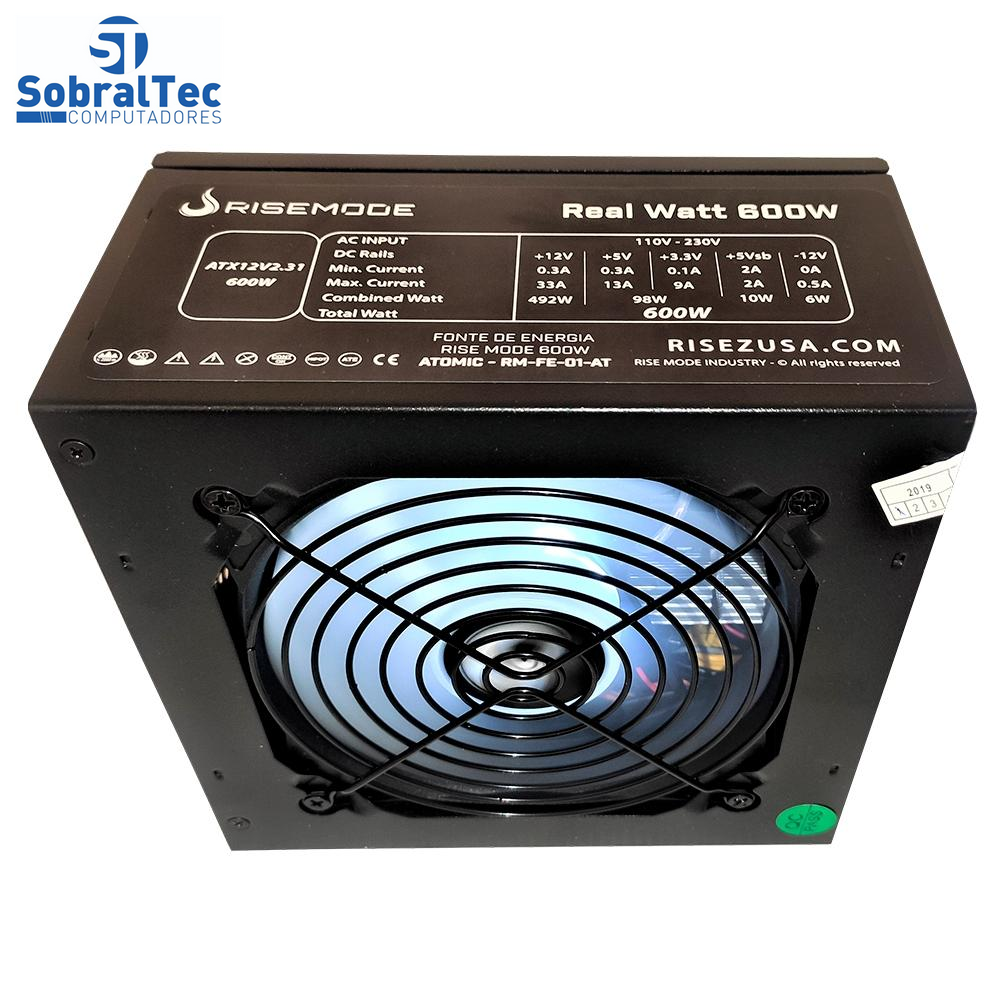 Fonte Gamer ATX Rise Mode Atomic 600W Real RM FE 04 AT