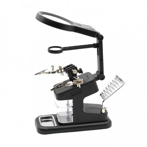 Lupa Terceira Mão com Suporte e Iluminação de LED para Aplicação de Solda - KLTE-803