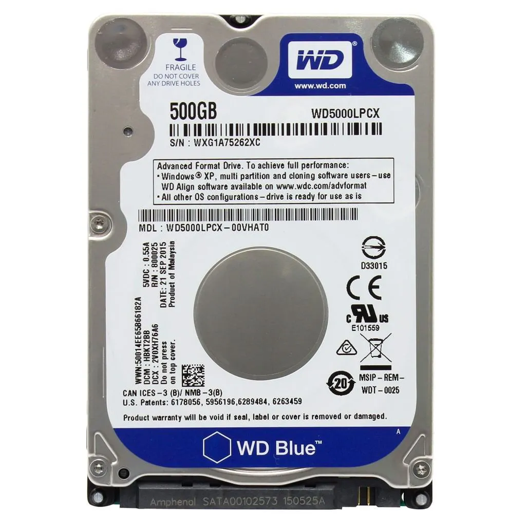 Hd Int. Notebook 500 GB 5.4 Slin Western Digital Wd5000Lpcx