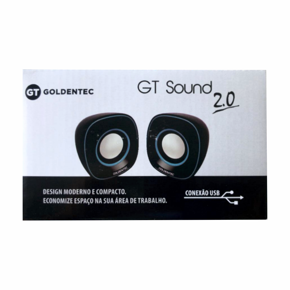 Caixa De Som 6.0W RMS 60 dB GT Sound 2.0 Goldentec 26365- Preto com Azul