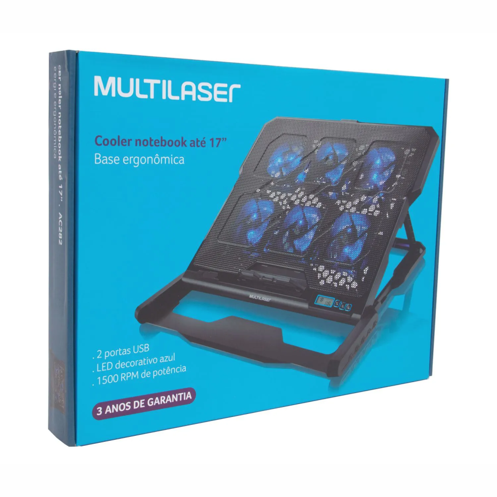 Base Refrigeradora Ergonômica com 6 Cooler Fans LED Azul Multilaser AC282