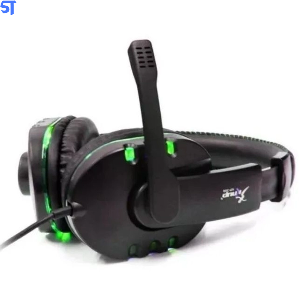 Fone De Ouvido HeadPhone Game Com Leds e Conexão Usb E Controle KP-359- Verde