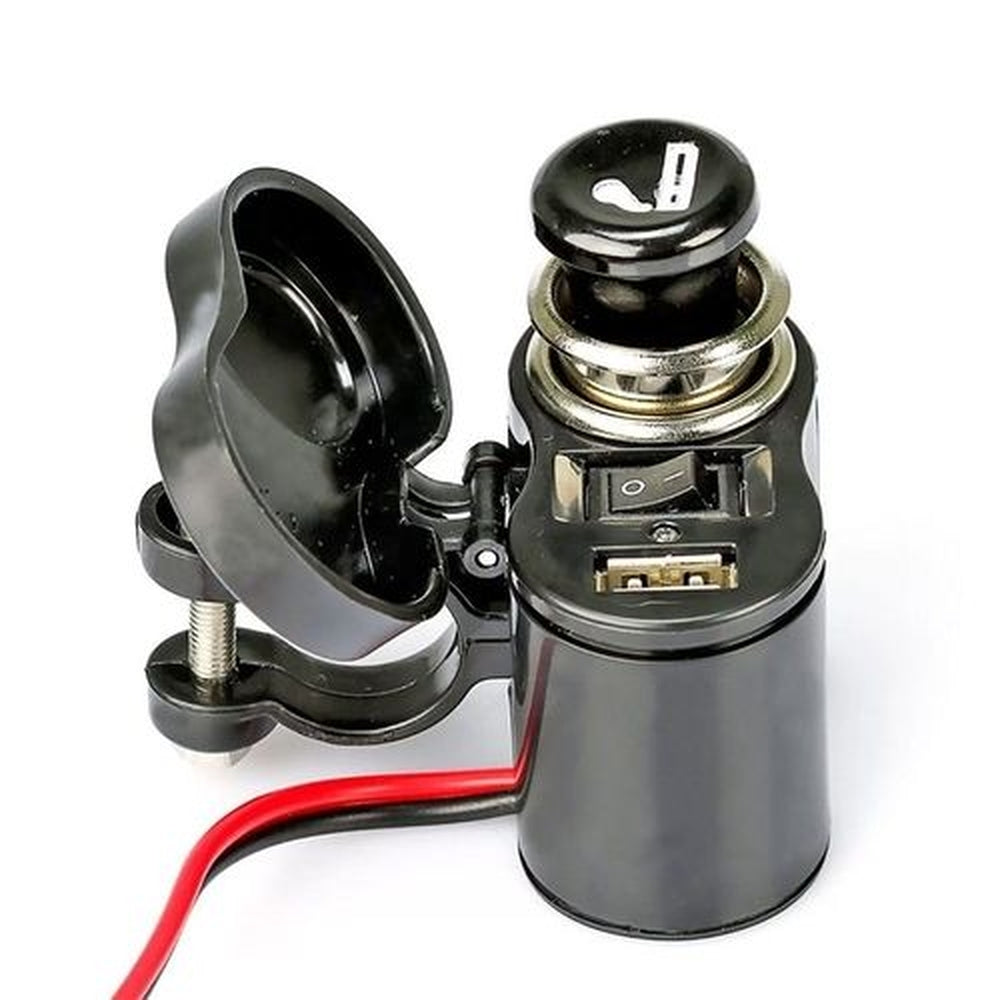 Carregador Adaptador Tomada 12v USB 5v Para Moto Carregador De Celular E Gps