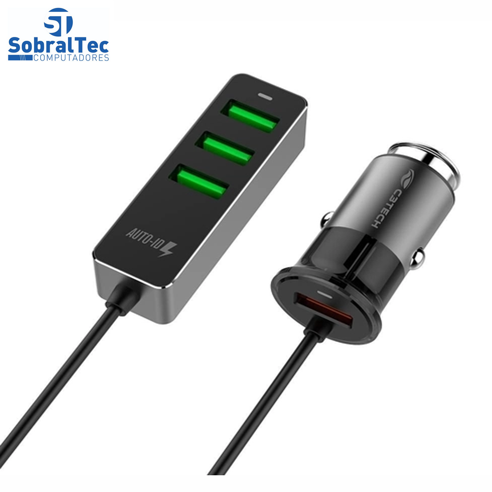 Carregador USB Veicular Com 4 Usb QC3.0 3,4a Ucv-Q430bk C3tec