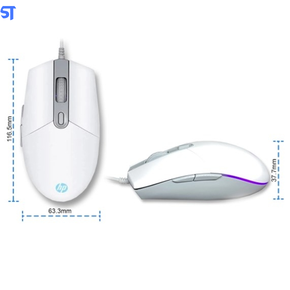 Mouse HP Gamer USB M260 Branco - Sensor Óptico Ambidestro Resoluções até 6400 DPI e Iluminação RGB
