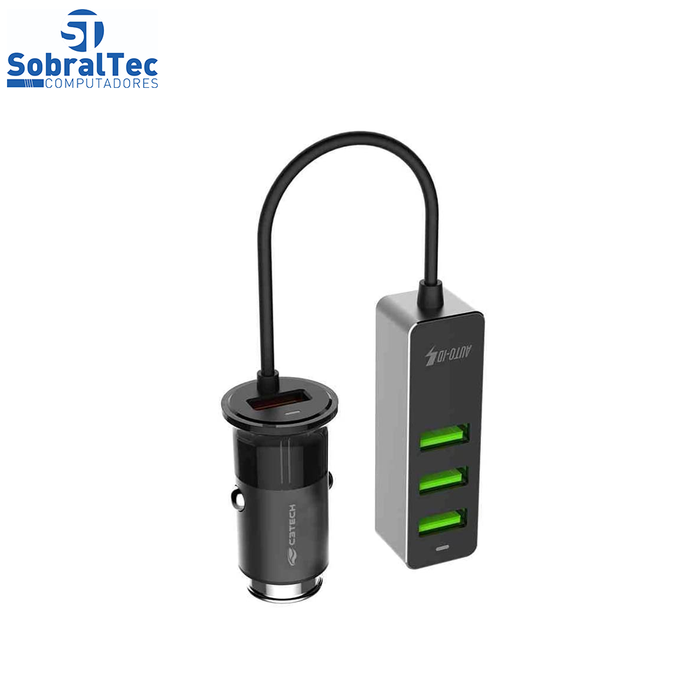 Carregador Veicular Com 4 USB QC3.0 3,4A UCV-Q430BK C3T