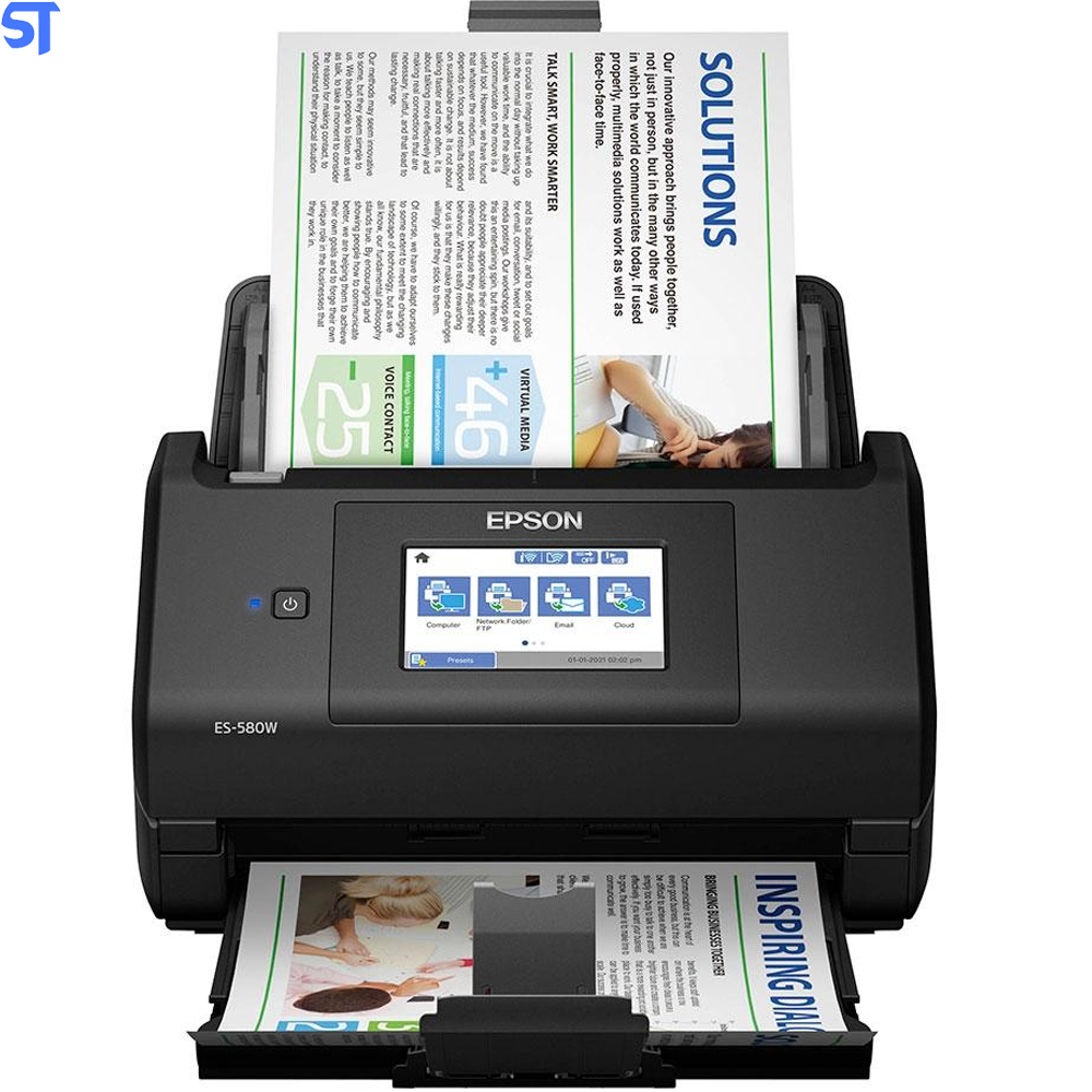 Scanner De Mesa Epson WorkForce ES-580W, Duplex Colorido, Capacidade 100 Folhas, USB, Bivolt, Preto - B11B258201