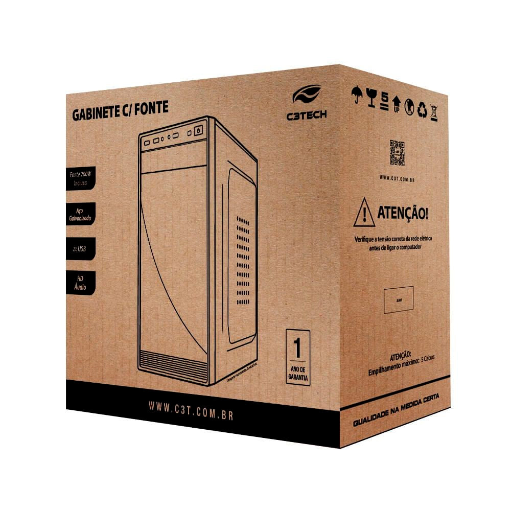Gabinete Micro ATX MT-30BK com Fonte 200W C3Tech