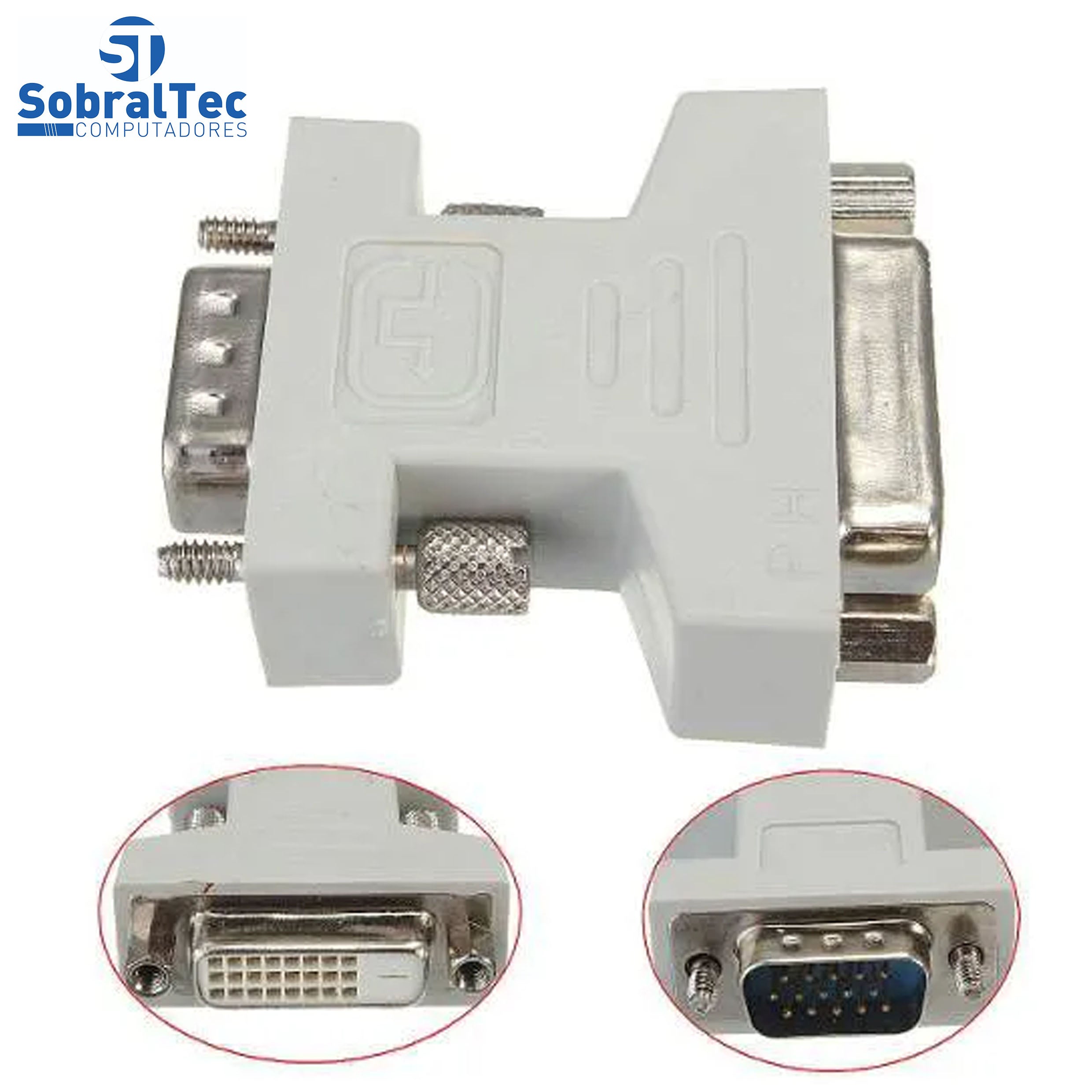 Conversor DVI 24+1 Macho Para VGA Fêmea Branco