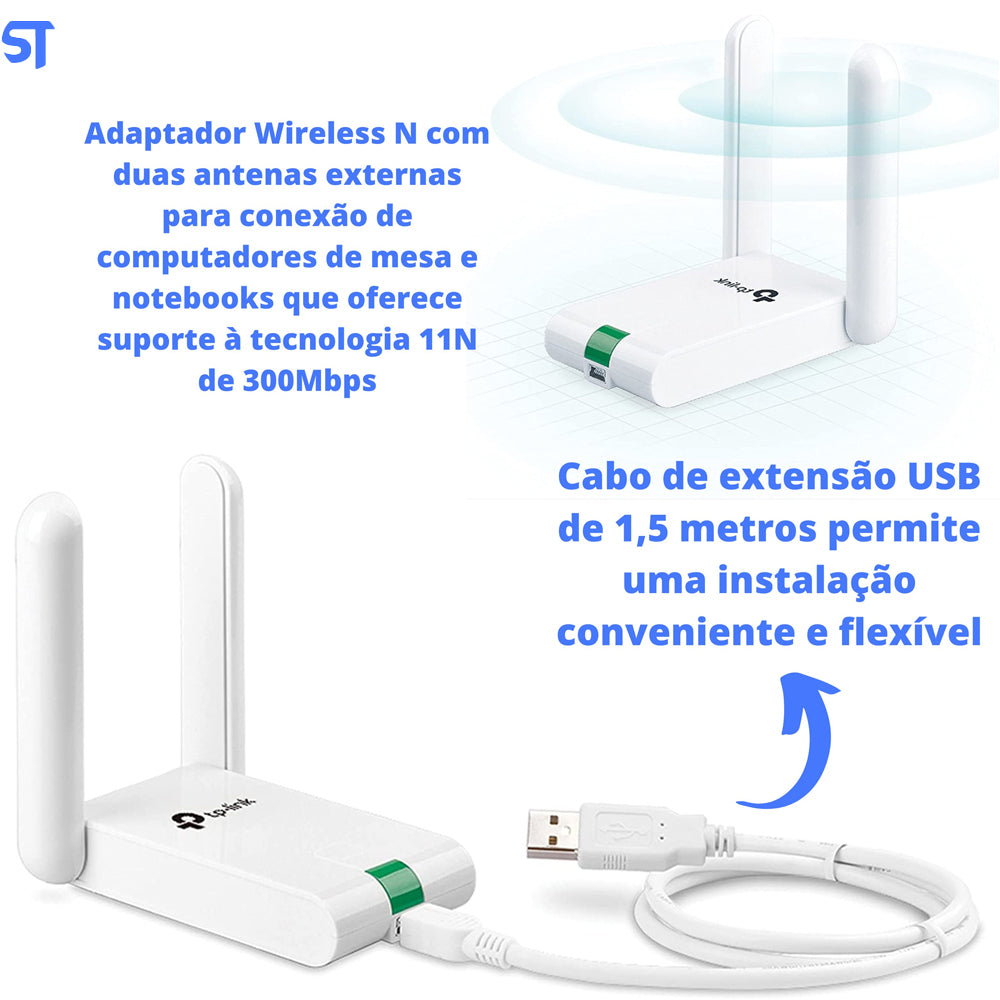 Adaptador Wireless TP Link N 300Mbps TL WN822N