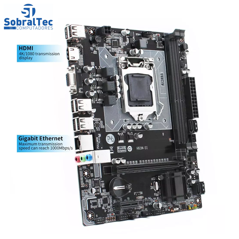Placa Mãe H61M-S1 Lga 1155 Ddr3 Intel i3 i5 i7 Machinist Good Luck 7 Store