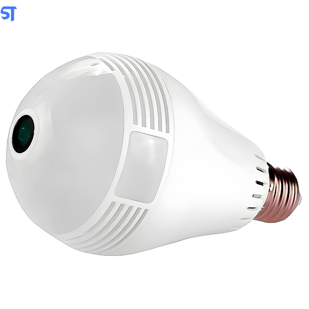 Lâmpada Espiã Ip 360° Câmera Hd Panorâmica Led Wifi Grava Alarme VT-17657-62