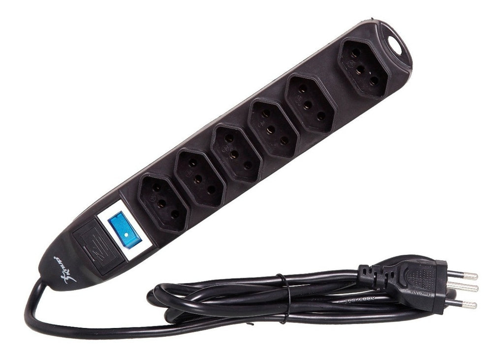Extensão Elétrica Com Fusível de 6 Tomadas 1,5 metro Knup SL7606 Preto