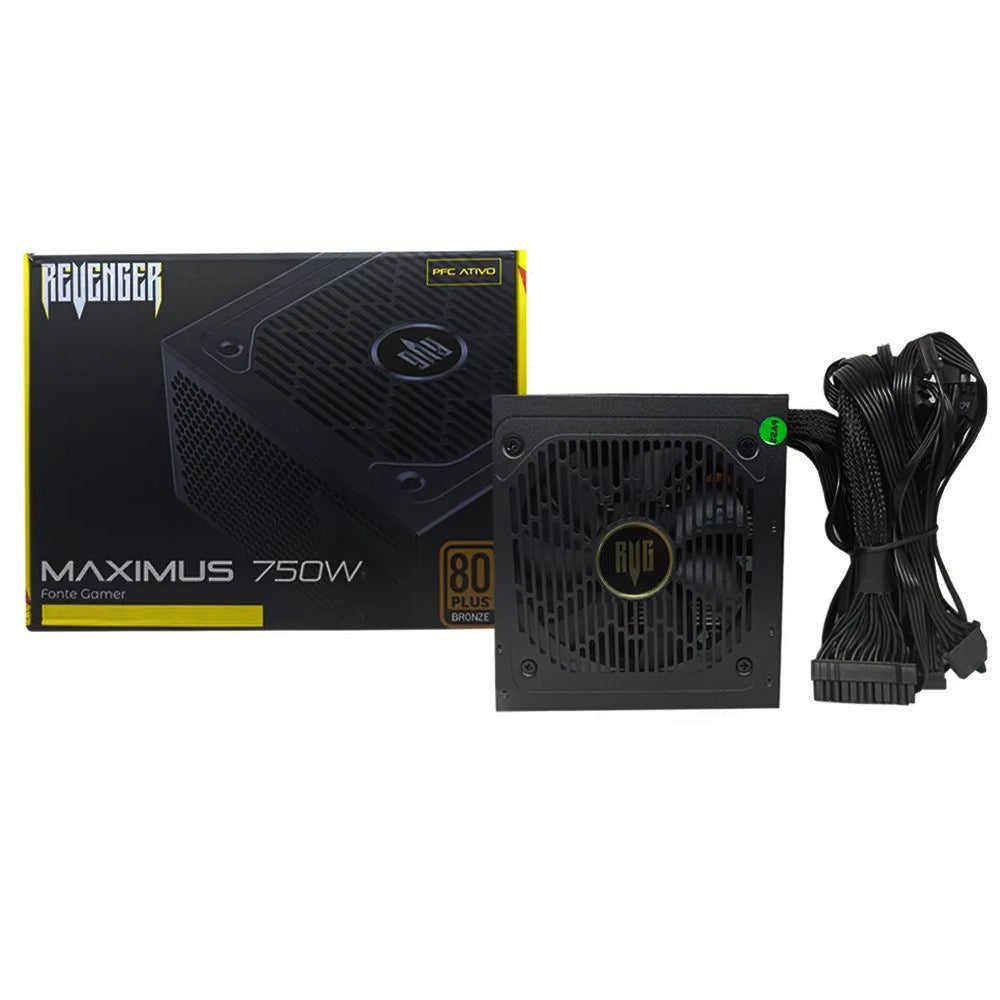 Fonte ATX Gamer 750W Real 80 Plus Bronze PFC Ativo Maximus Fo-Max03 Revenger