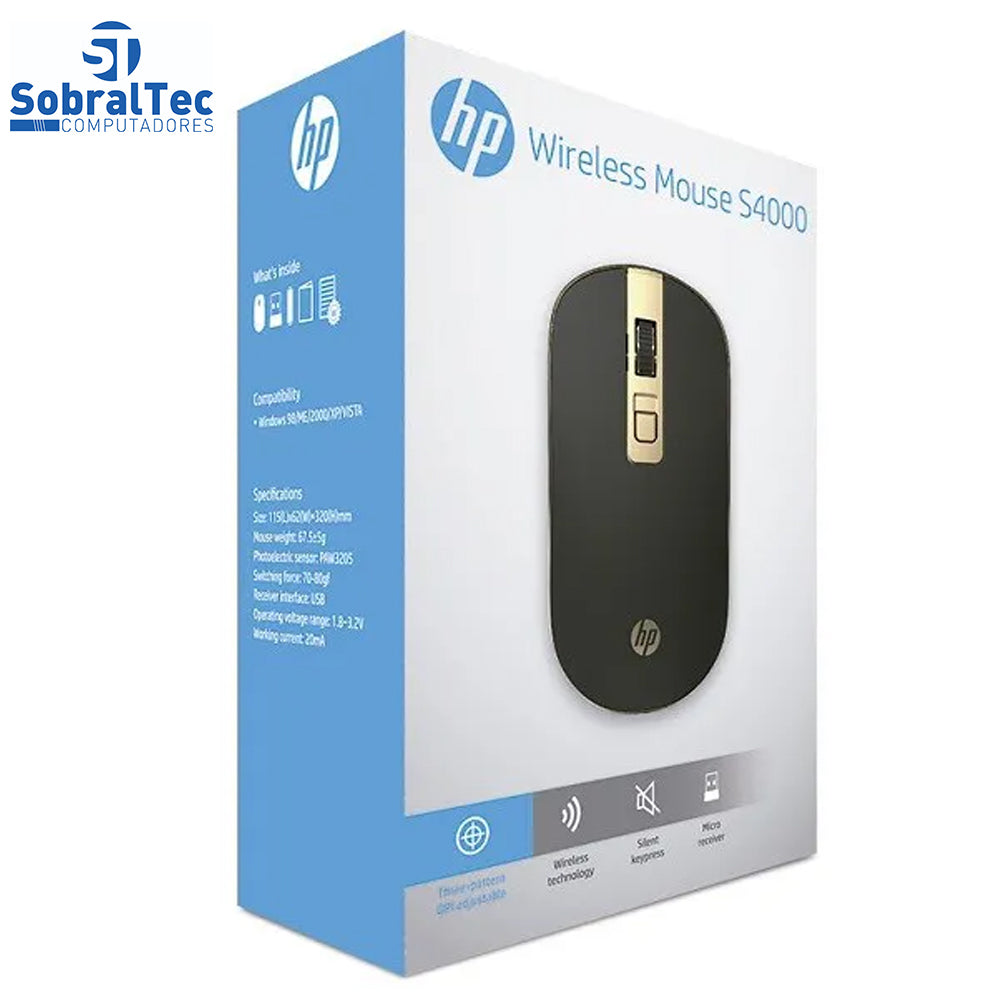 Mouse Sem Fio S4000 1600DPI Preto HP